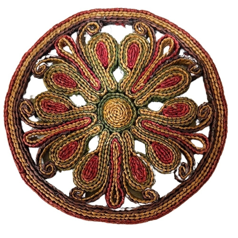 Vintage Handcrafted Boho Multicolor Woven Trivet‎ Coaster